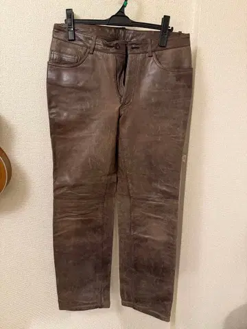 리얼 가죽 팬츠 브라운