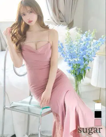 핑크 새틴 슬립 드레스