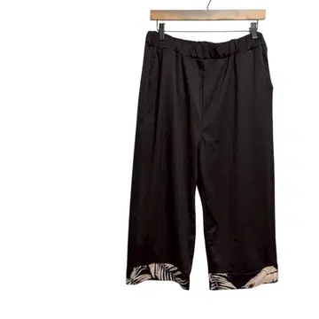 크롭 팬츠 밑단 패턴 허리밴딩 빅 사이즈 XL