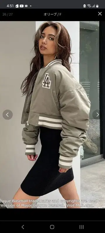 GYDA 새상품 택 포함 MLB GYDA 리브 라인 숏 MA-1 다저스