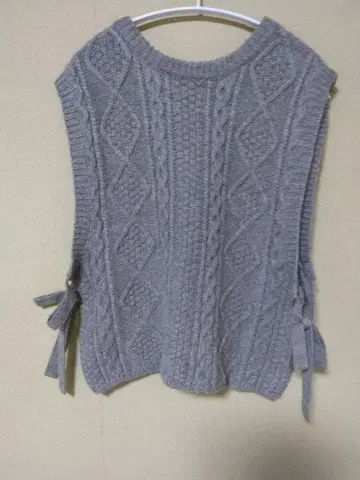 BEAMSBOY 아란 사이드 리본 베스트 그레이 울