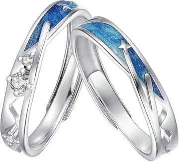 페어링 2개 세트 프리 사이즈 실버 925 별똥별