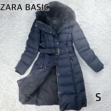 ZARA BASIC 페더 벨트 보아 부착 롱 다운 코트 블랙 S