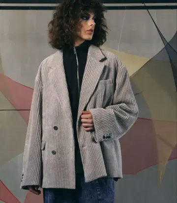 타케미 와이드 코듀로이 프라임 오버 더블 테일러드 자켓