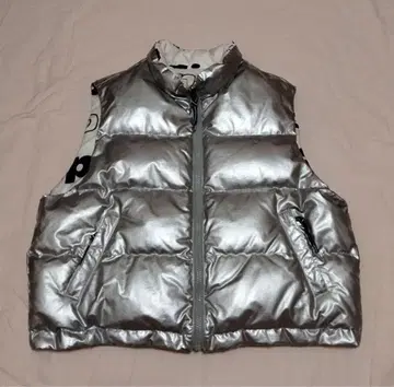 나일론 자켓 다운 베스트 실버 광택 Y2K 스트릿