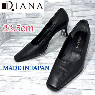 새상품급 다이애나 펌프스 스퀘어토 천연 가죽 일본제 블랙 23.5cm