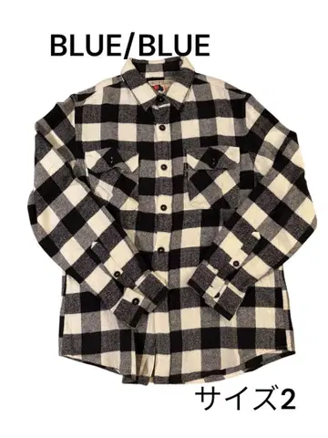 FRUIT OF THE LOOM 블루/블루 플란넬 셔츠 사이즈 2
