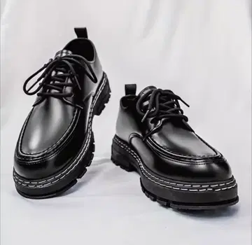 남성용 통굽 가죽 신발 / 모카 디자인 드레스 & 캐주얼 겸용 (블랙)