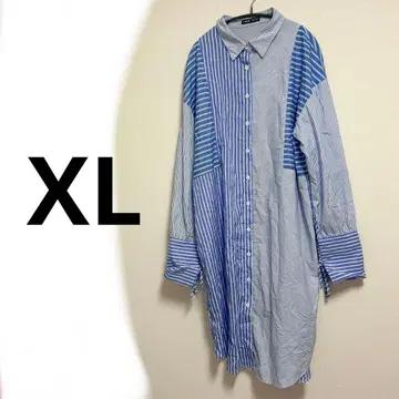 SHEIN 스트라이프 긴팔 셔츠 원피스 XL 여성용