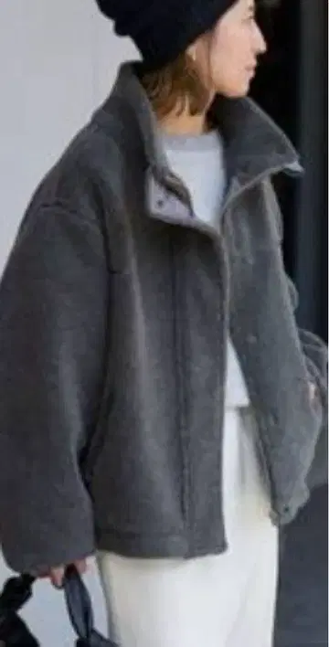 24AW FRAMeWORK 울 보아 스탠드 블루종 그레이 36