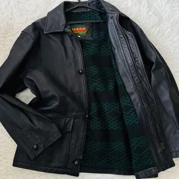 컨디션 최상 본격 이탈리아제 게찌 가죽 자켓 46 블랙 천연 가죽