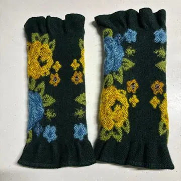 꽃무늬 니트 암커버 암워머 다크 그린 프랑스제