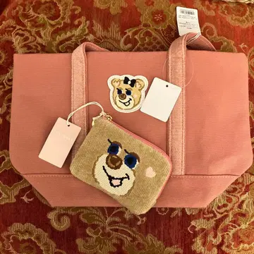 러브러리 바이 페이 올드 테디 와펜 토트 L 지퍼 파우치