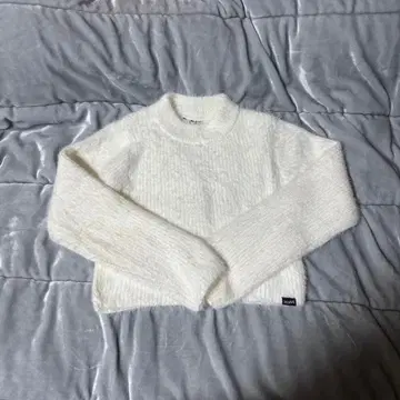 X-girl 상의 니트 숏 기장 화이트