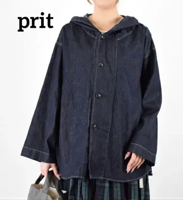 [ 금일 한정 ] prit 6oz 데님 후드 셔츠 블루종