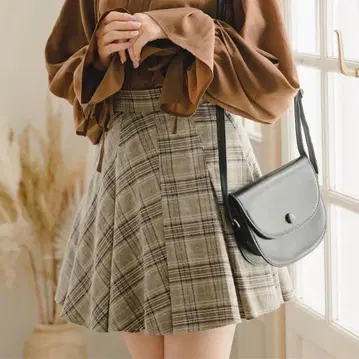 amr. 아므레 체크 플리츠 미니 스커트 S