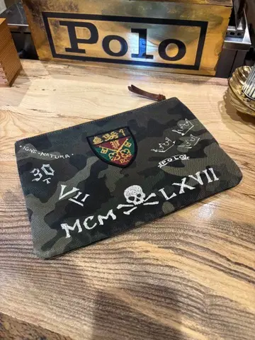 POLO 랄프 로렌 클러치 세컨드 백 카모플라쥬 캔버스 카모플라주