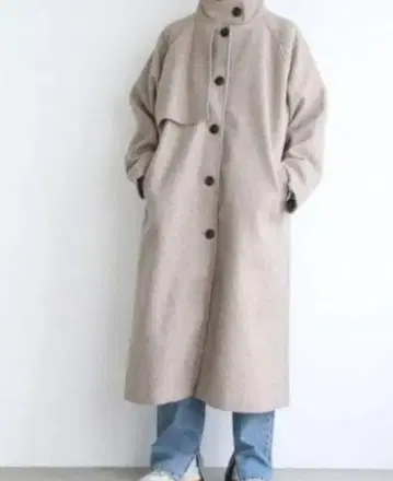 노치 베이지 코트 아이보리 스텐카라 코트