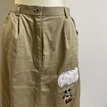 미키 자수 베이지 롱 스커트