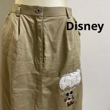 미키 자수 장식 베이지 롱 스커트