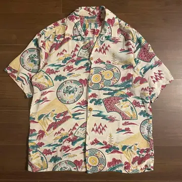 50s 레이온 하와이안 셔츠 일본풍 패턴