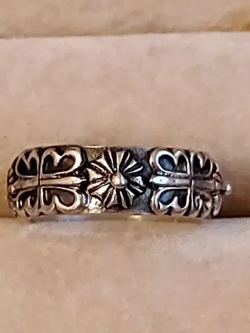 치카노 빈티지 실버 925 장식적인 반지 7mm 폭 13호