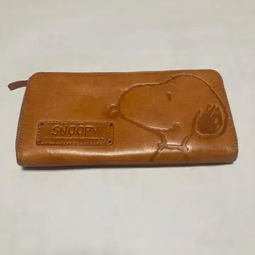 SNOOPY 가죽 장지갑 브라운 스누피 피넛