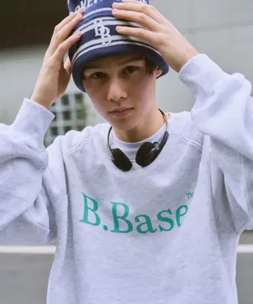 BrokenBase B.Base 로고 맨투맨 M 그레이