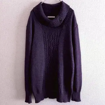 s0739 [ 엘르 플래닛 ] 케이블 하이넥 니트 옷깃 버튼 알파카 혼방