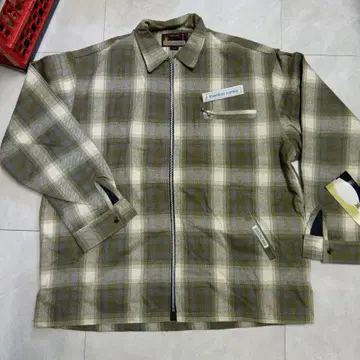 (129) L.L. Bean 올리브 그린 체크 M 택 포함 새상품