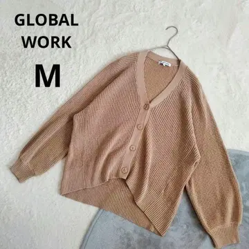 [글로벌 워크] 니트 가디건 M 베이지 면 41% V넥 봄/가을/겨울
