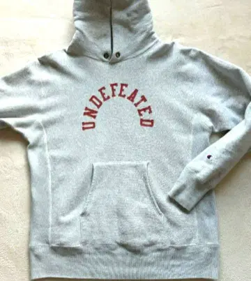 UNDEFEATED 그레이 후드티 후디 리버스 위브 챔피온