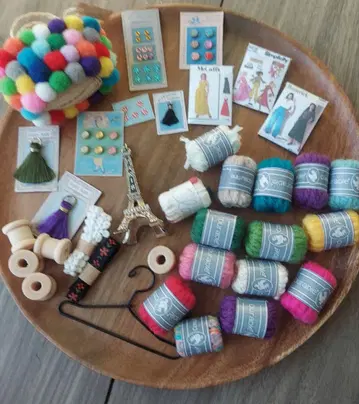 인형의 집 미니어처 작은 수공예 재료 버튼 털실 바스켓백