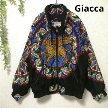 자켓 나일론 자켓 모자이크 패턴 화려한 컬러풀 빈티지 레트로