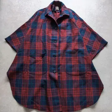 새상품급 펜들턴 체크 울 판초 레드