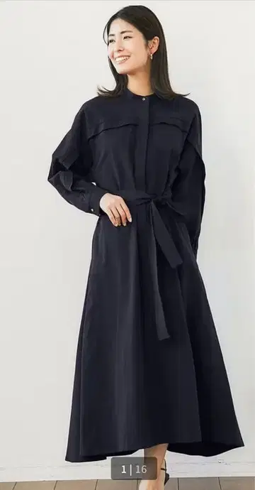 네이비 긴팔 셔츠 원피스