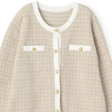 새상품 AOKI 아오키 MERY 콜라보 배색 니트 자켓 베이지 S