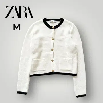ZARA 배색 가디건 M 화이트
