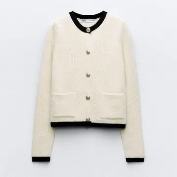 ZARA 배색 가디건 M 화이트