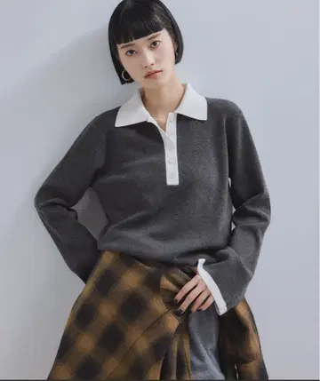 시착만 한 상품 바이컬러 폴로 니트 풀오버