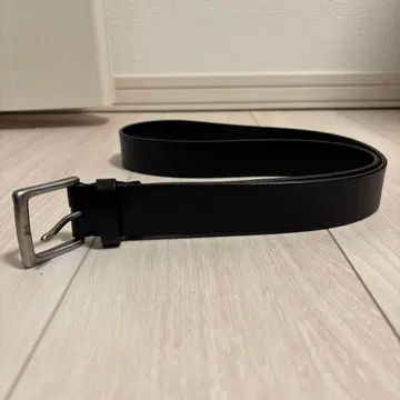 블랙 블랙 가죽 벨트 메탈 버클