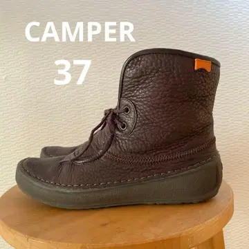 레어 CAMPER 37 무스탕 주름 가죽 하이컷 부츠