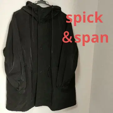 spick & span 블랙 후드 부착 자켓 하프 코트