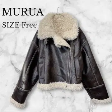 무루아 빈티지 라이크 숏 페이크 무스탕 자켓 브라운 방한