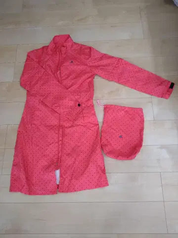 아디다스 핑크 도트 무늬 레인코트 여성용 골프웨어 사이즈 L