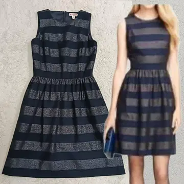 [ 새상품급 ] 브룩스브라더스 슬리브리스 원피스 라메 보더