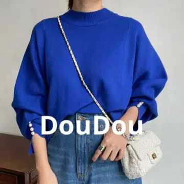 DouDou 도두 밀라노 리브 소매 펄 상의 니트