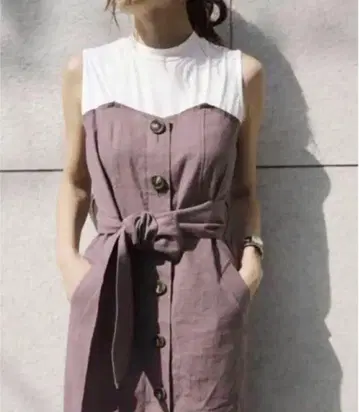 etre tokyo 슬리브리스 셔츠 원피스 퍼플