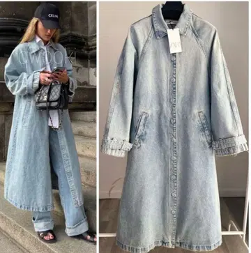 ZARA 데님 롱 트렌치코트