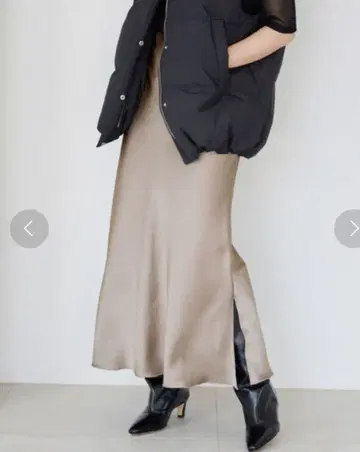 IENA 더블 새틴 스커트 그레이 36